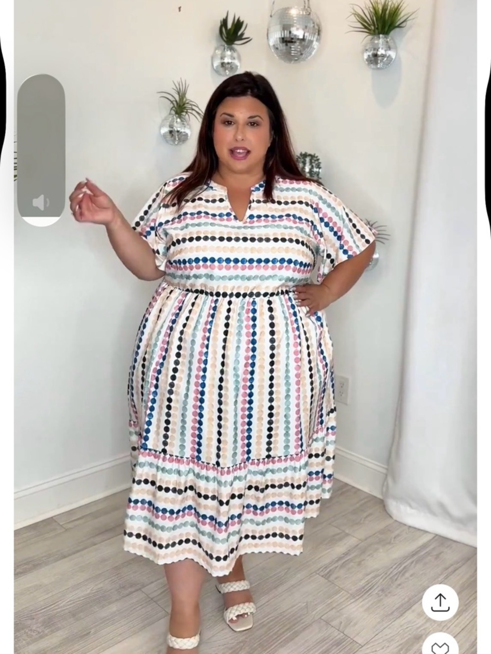 Plus Dot Print Midi Dress